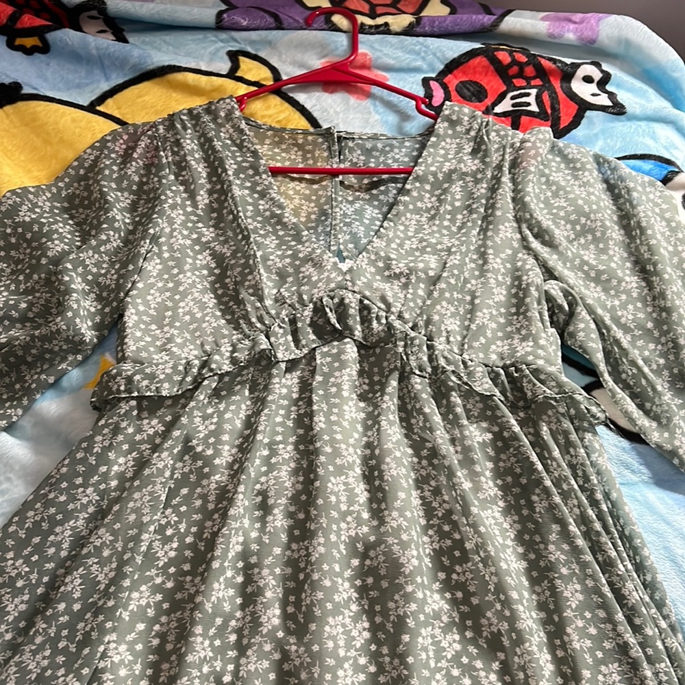 Green floral dress